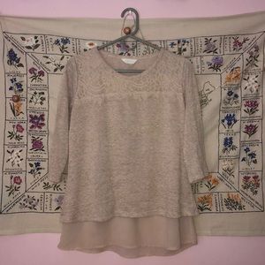 Nude 3 Quarter Length Sleeved Top